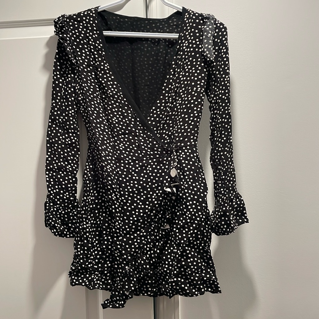 Zara Black Polkadots, Romper Wrap Dress